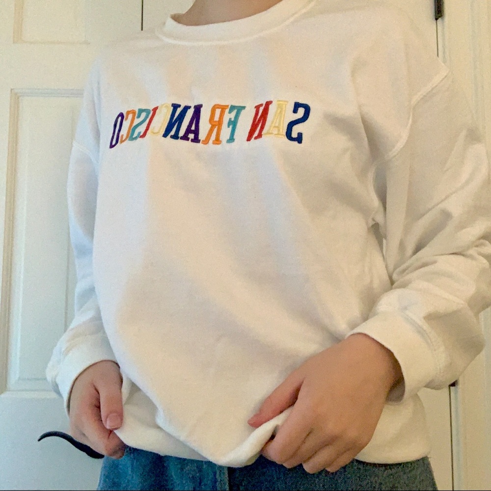 San Francisco embroidered vintage white sweatshirt